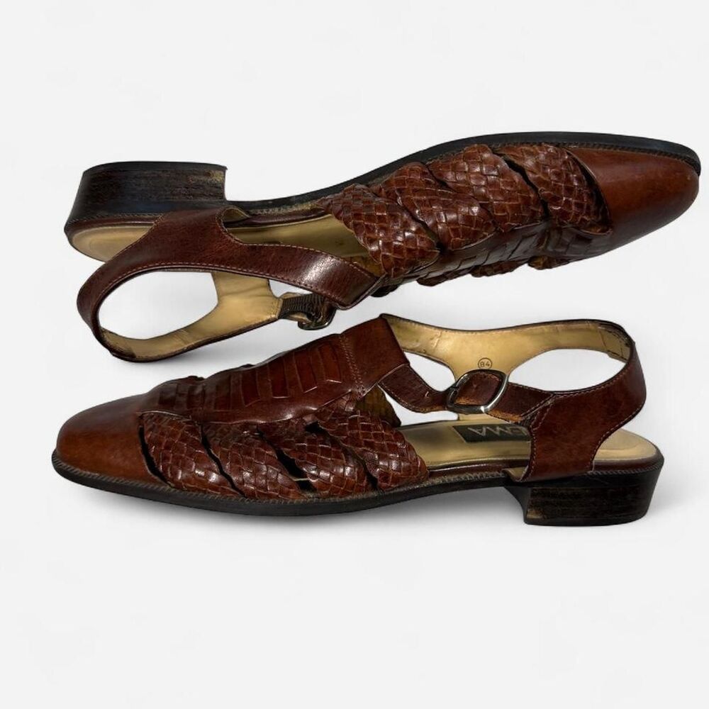 Vintage brown leather ipanema fisherman sandals woven buckle women’s 10